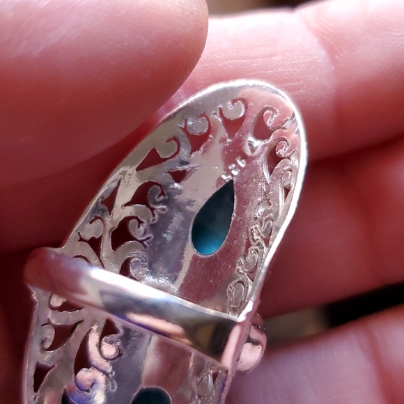 New Mosaic Jasper and Chalcedony 925 Silver Statement Ring. - Picture 12 of 13